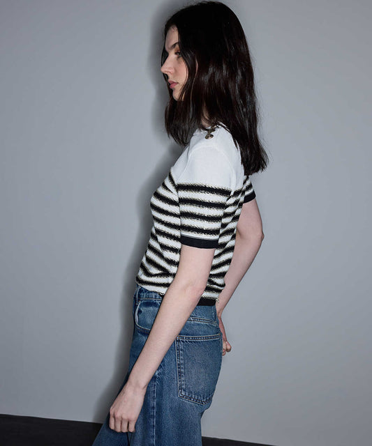 Color-Block Striped Knit Top