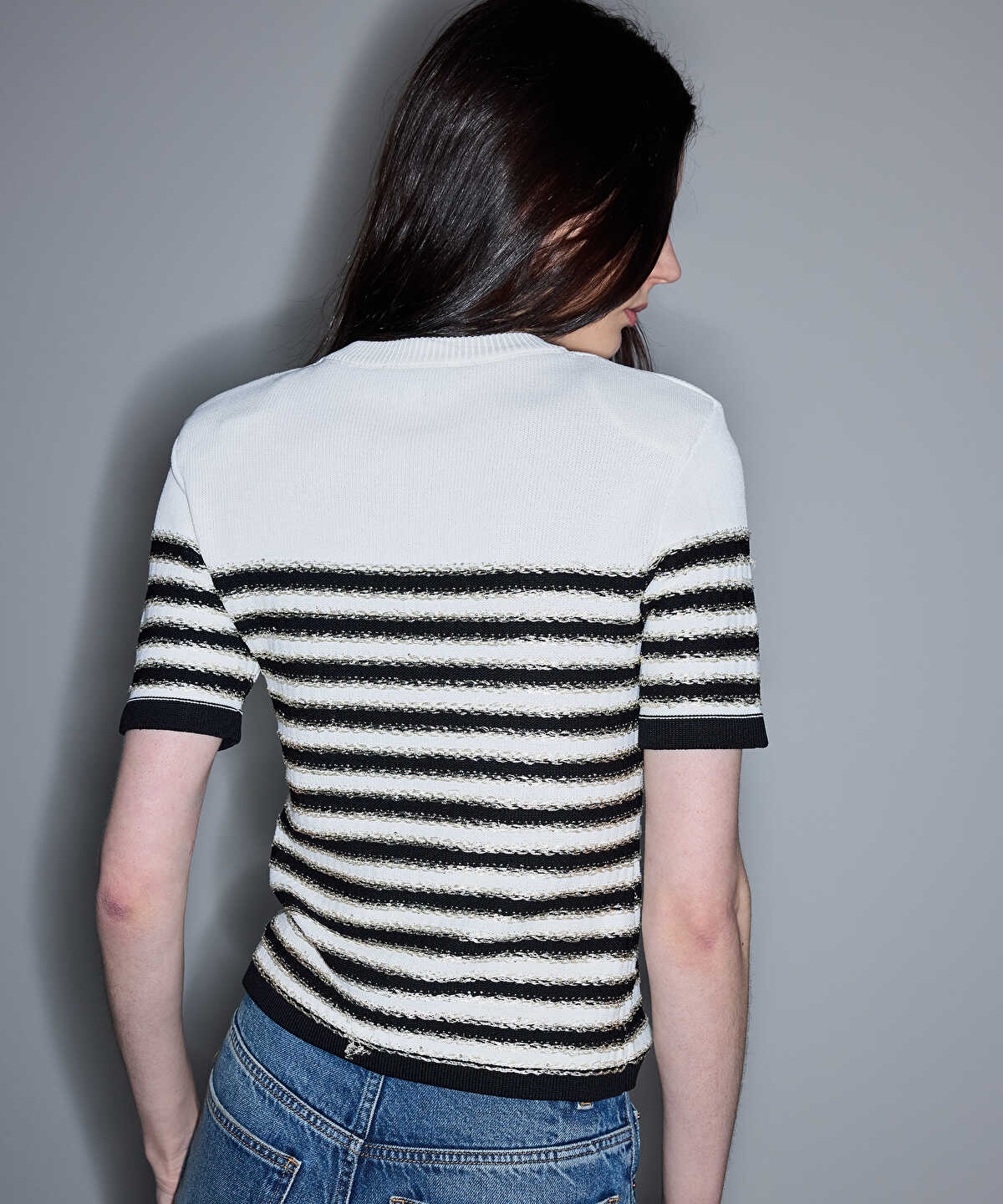 Color-Block Striped Knit Top