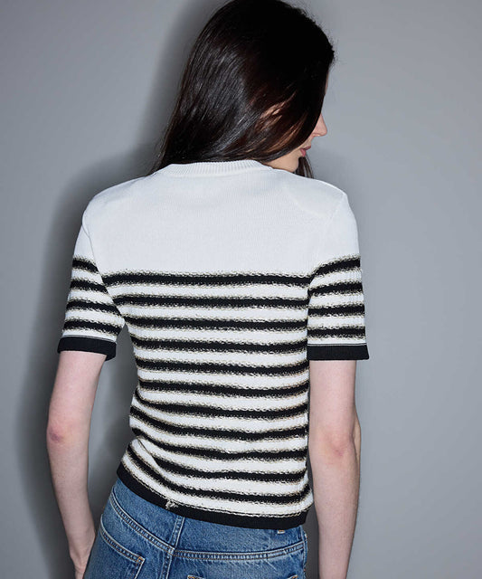 Color-Block Striped Knit Top