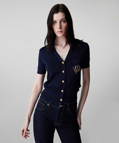 Monogram Embroidered Knit Top