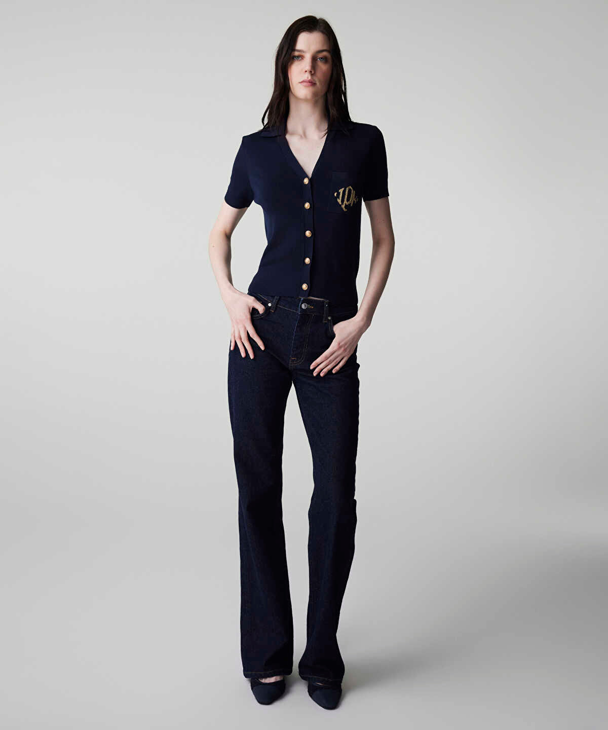 Monogram Embroidered Knit Top