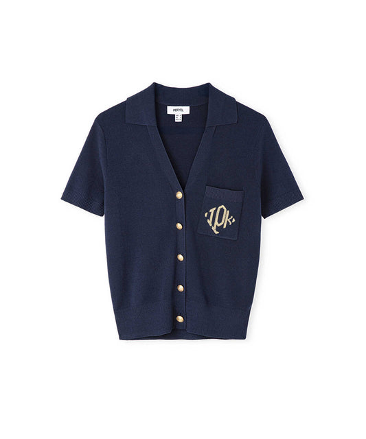 Monogram Embroidered Knit Top