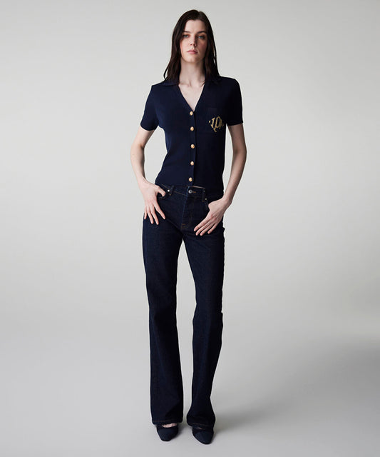 Monogram Embroidered Knit Top