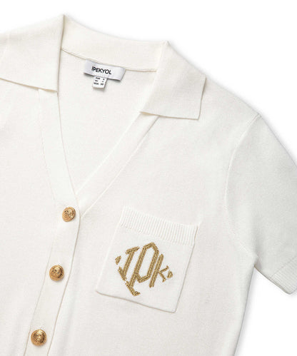 Monogram Embroidered Knit Top