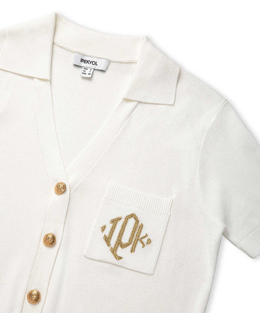 Monogram Embroidered Knit Top