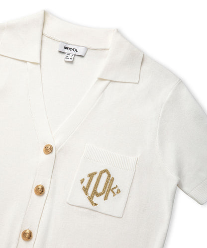 Monogram Embroidered Knit Top