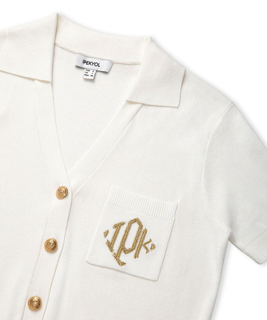 Monogram Embroidered Knit Top