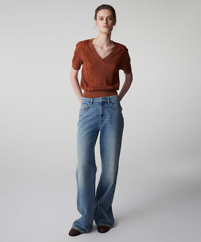 Emboridered Knit Top
