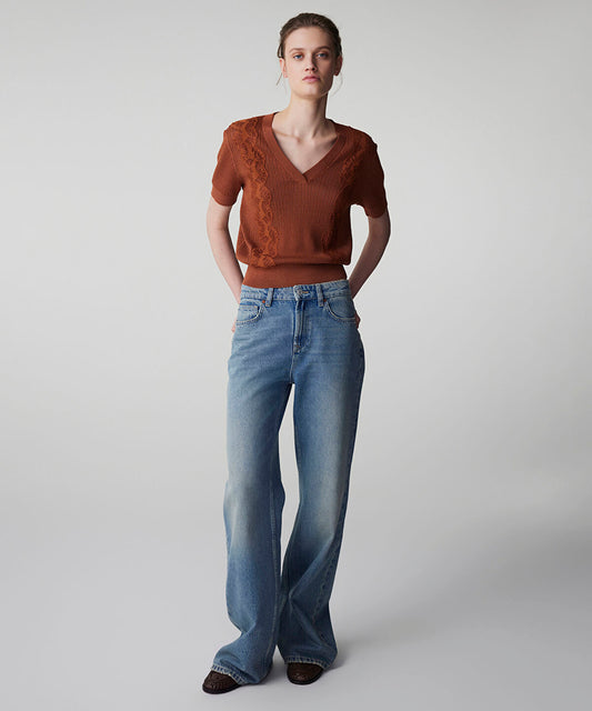 Emboridered Knit Top