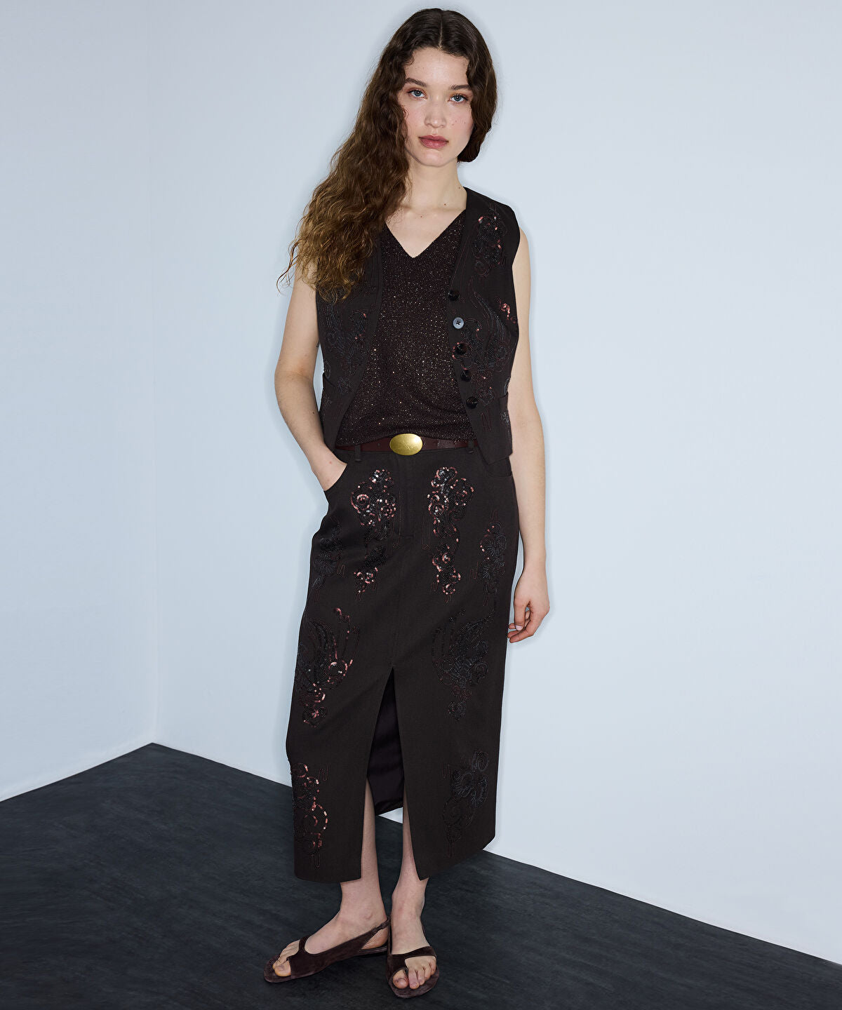 Zoomed Lurex Knit Top with Rhinestones