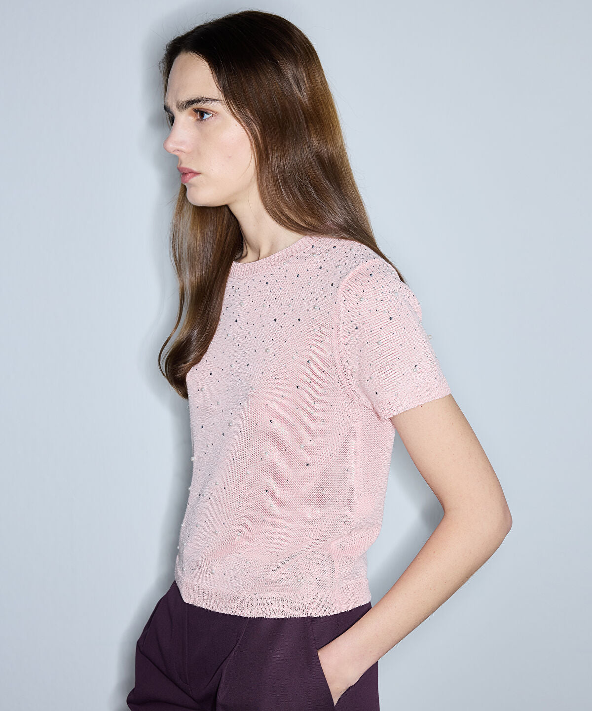 Zoomed Embellished Knit Top