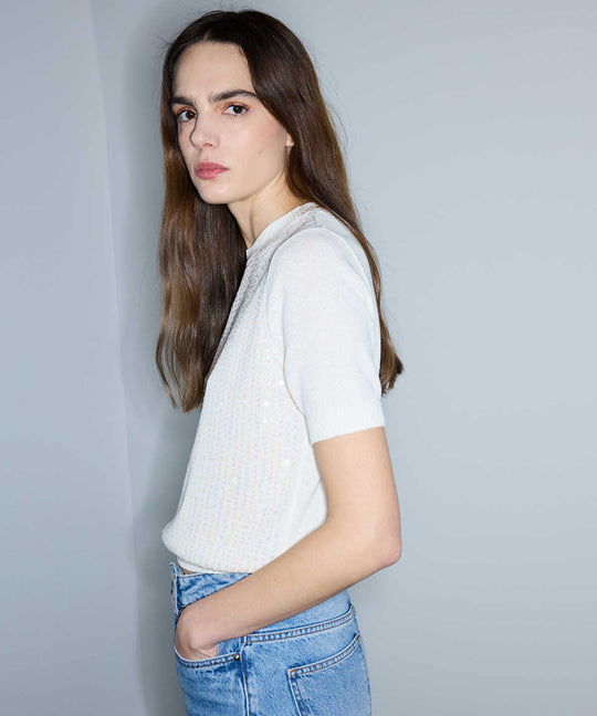 Sequinned Knit Top