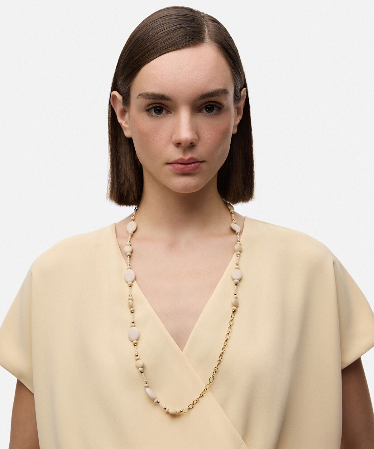 Zoomed Mixed-Bead Stainless Steel Necklace