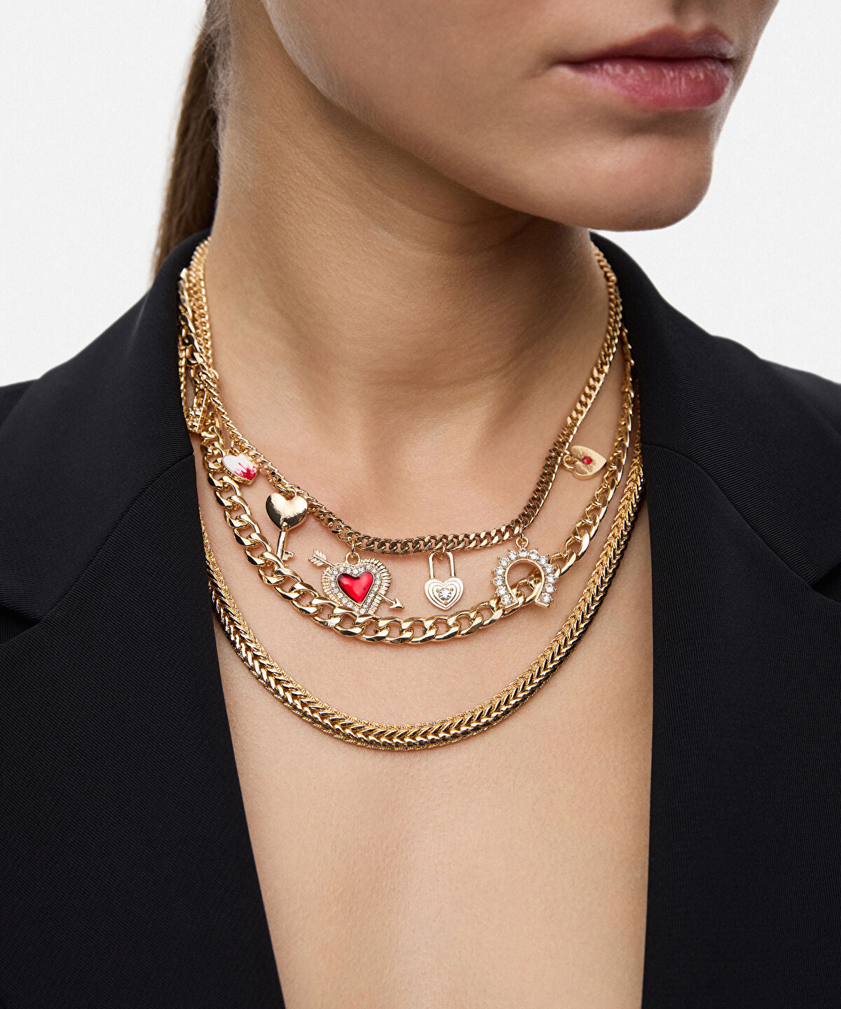 Zoomed Multi-Charm Layered Chain Necklace