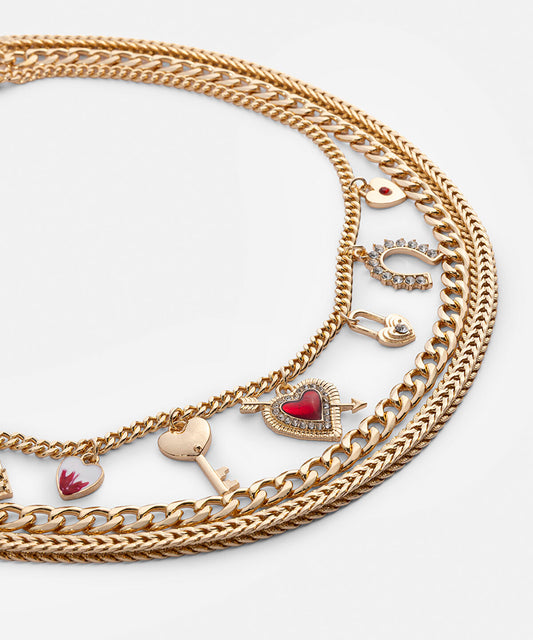 Multi-Charm Layered Chain Necklace