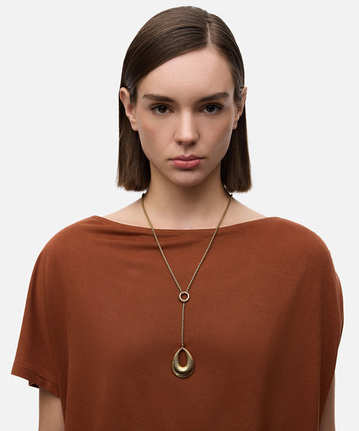 Zoomed Textured Stainless Steel Necklace