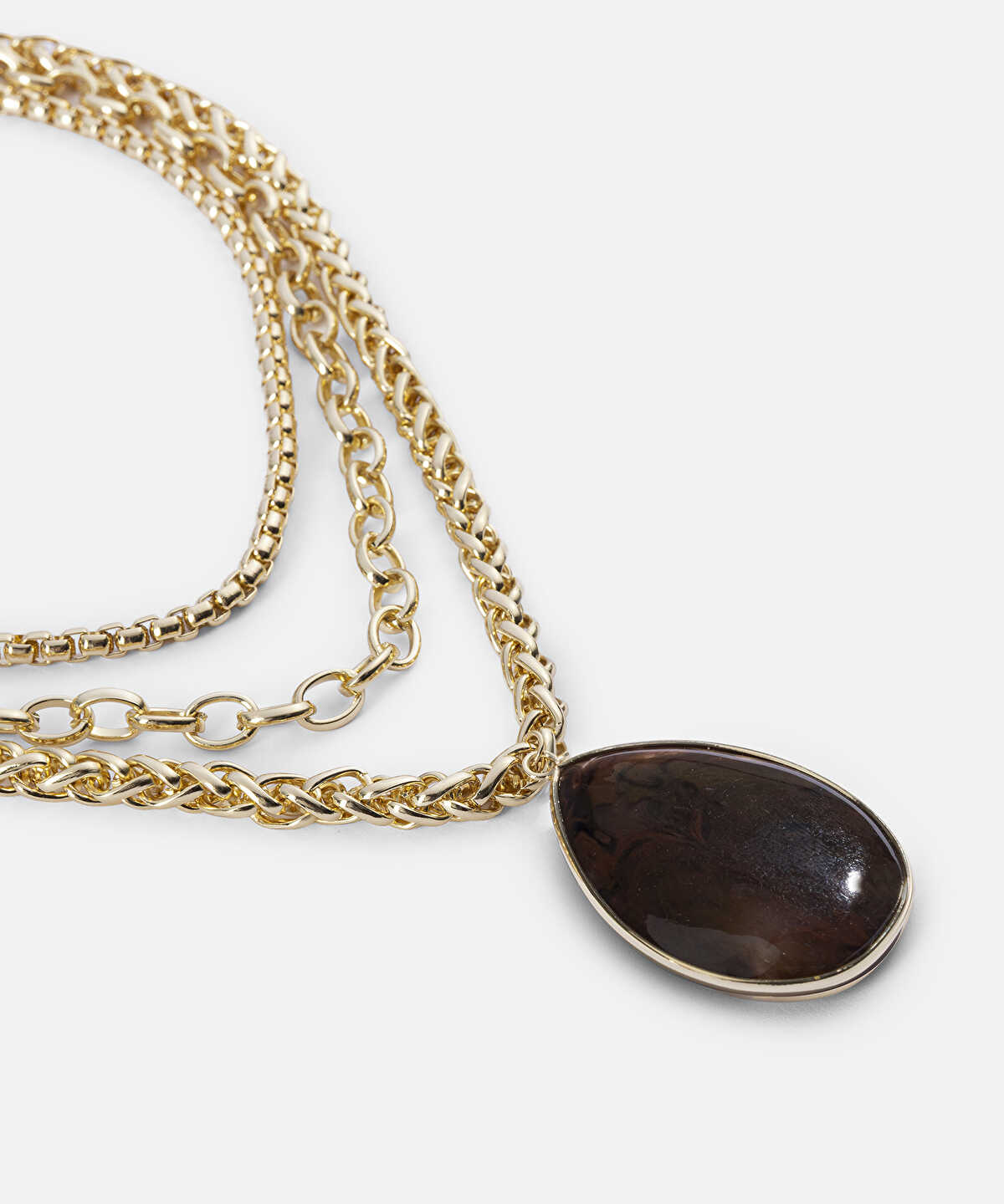 Zoomed Resin Bead Layered Chain Necklace
