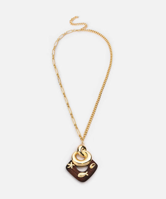 Marine Inspired Wood Detail Necklace