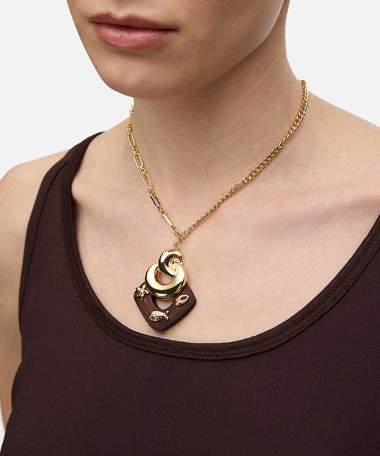 Marine Inspired Wood Detail Necklace