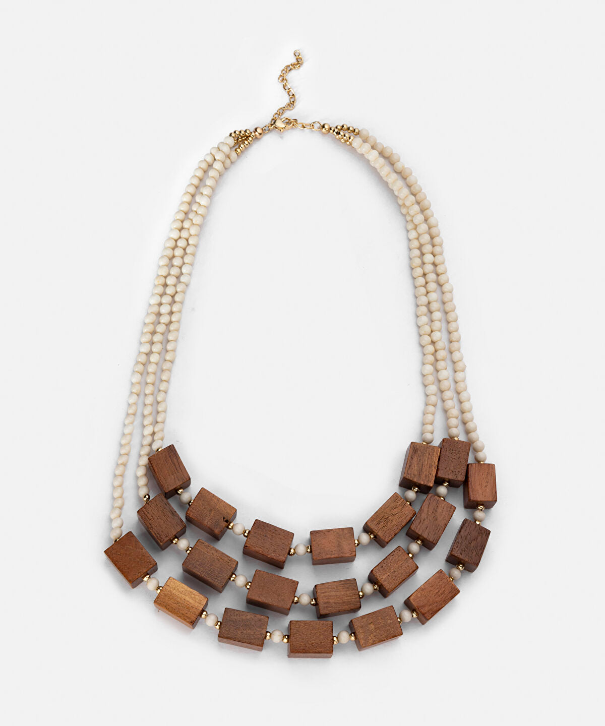 Zoomed Mixed Wood and Bead Necklace