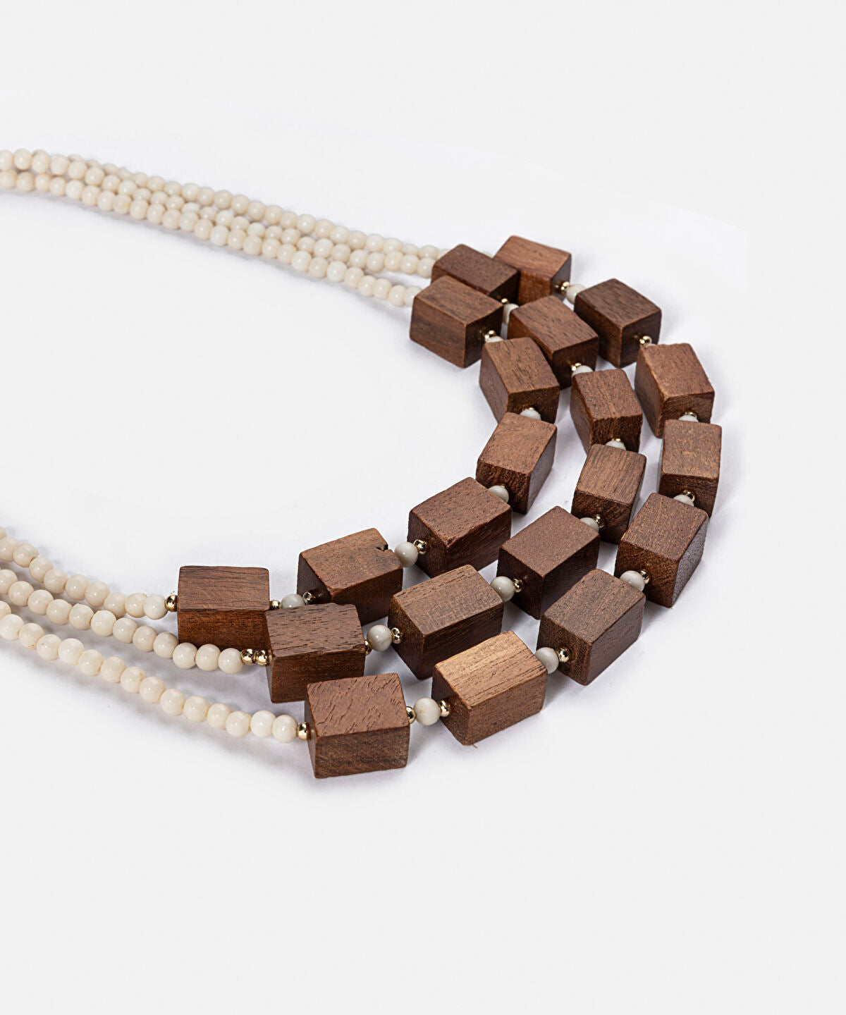 Zoomed Mixed Wood and Bead Necklace