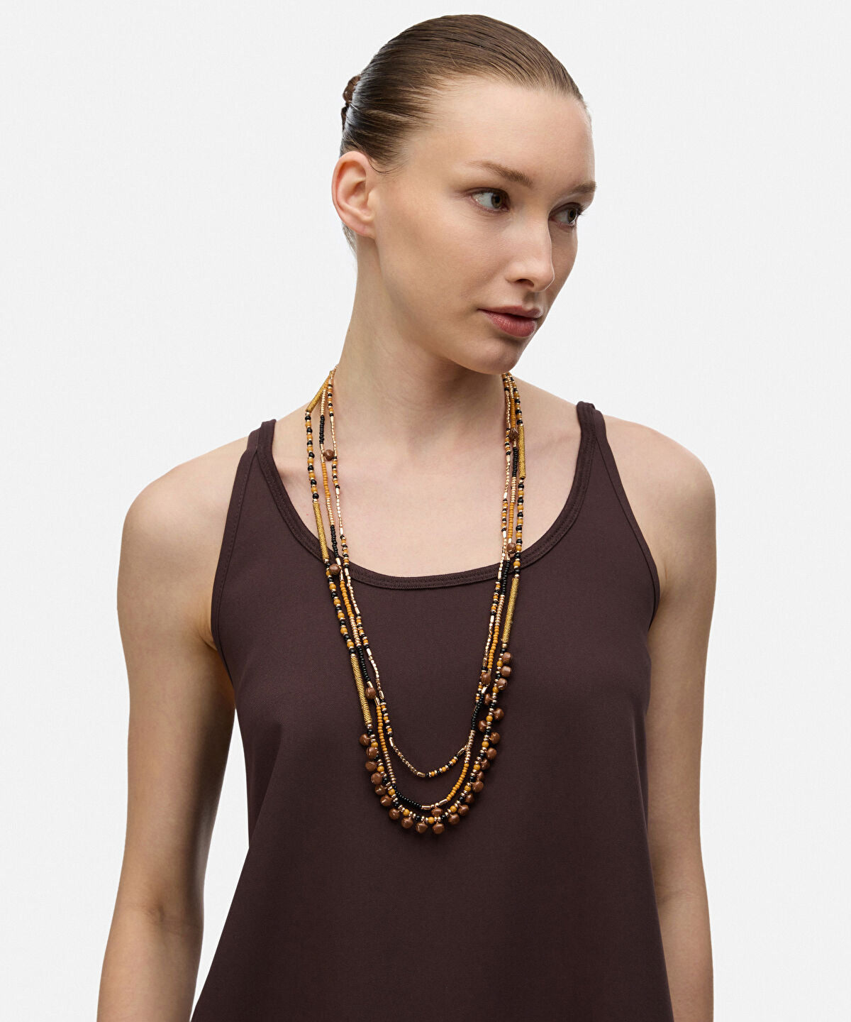 Zoomed Mixed Beaded Long Necklace Set
