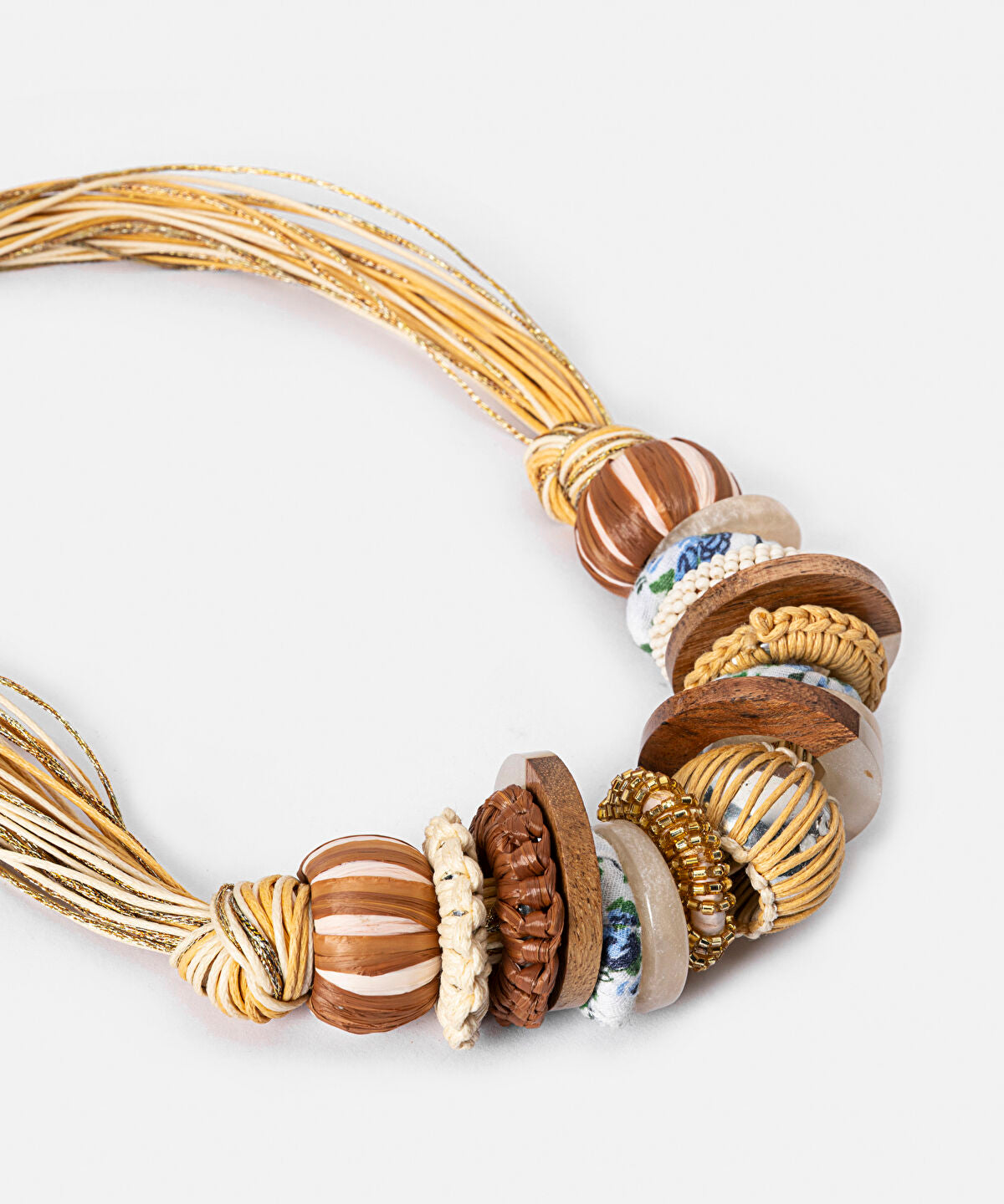 Zoomed Mixed Element Raffia Necklace