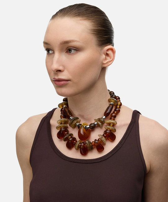 Mixed Bead Layered Necklace Set