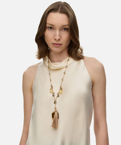Mixed Stone Tassel Necklace