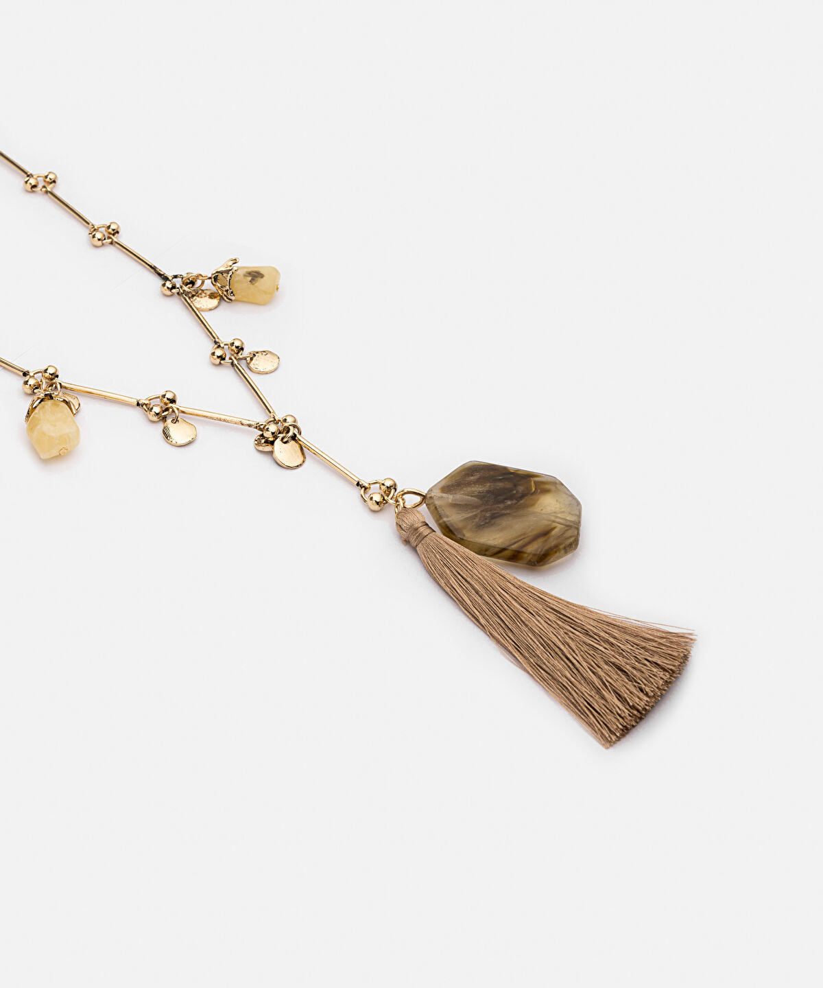 Zoomed Mixed Stone Tassel Necklace