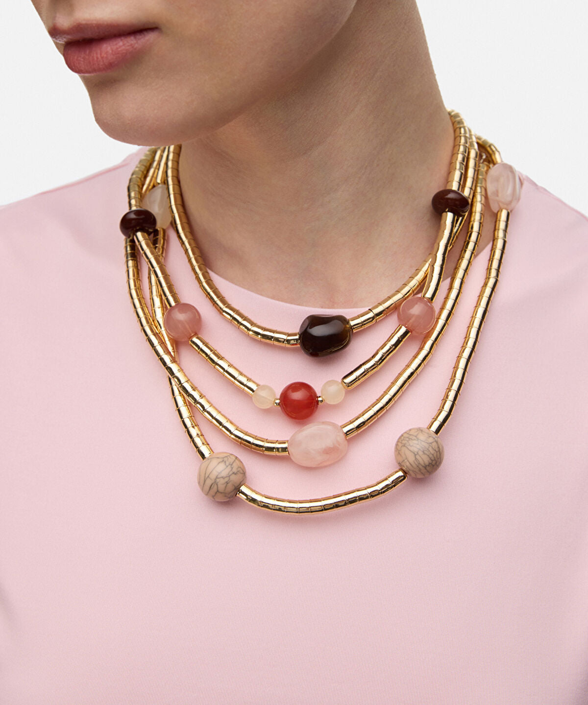 Zoomed Multi Strand Mixed Bead Necklace