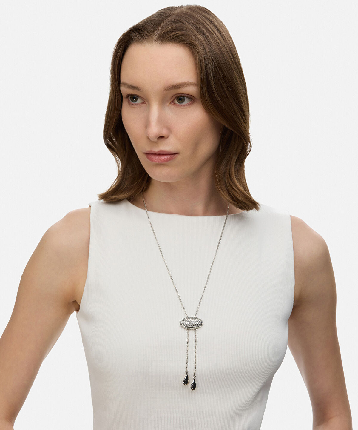 Zoomed Rhinestone Drop Necklace
