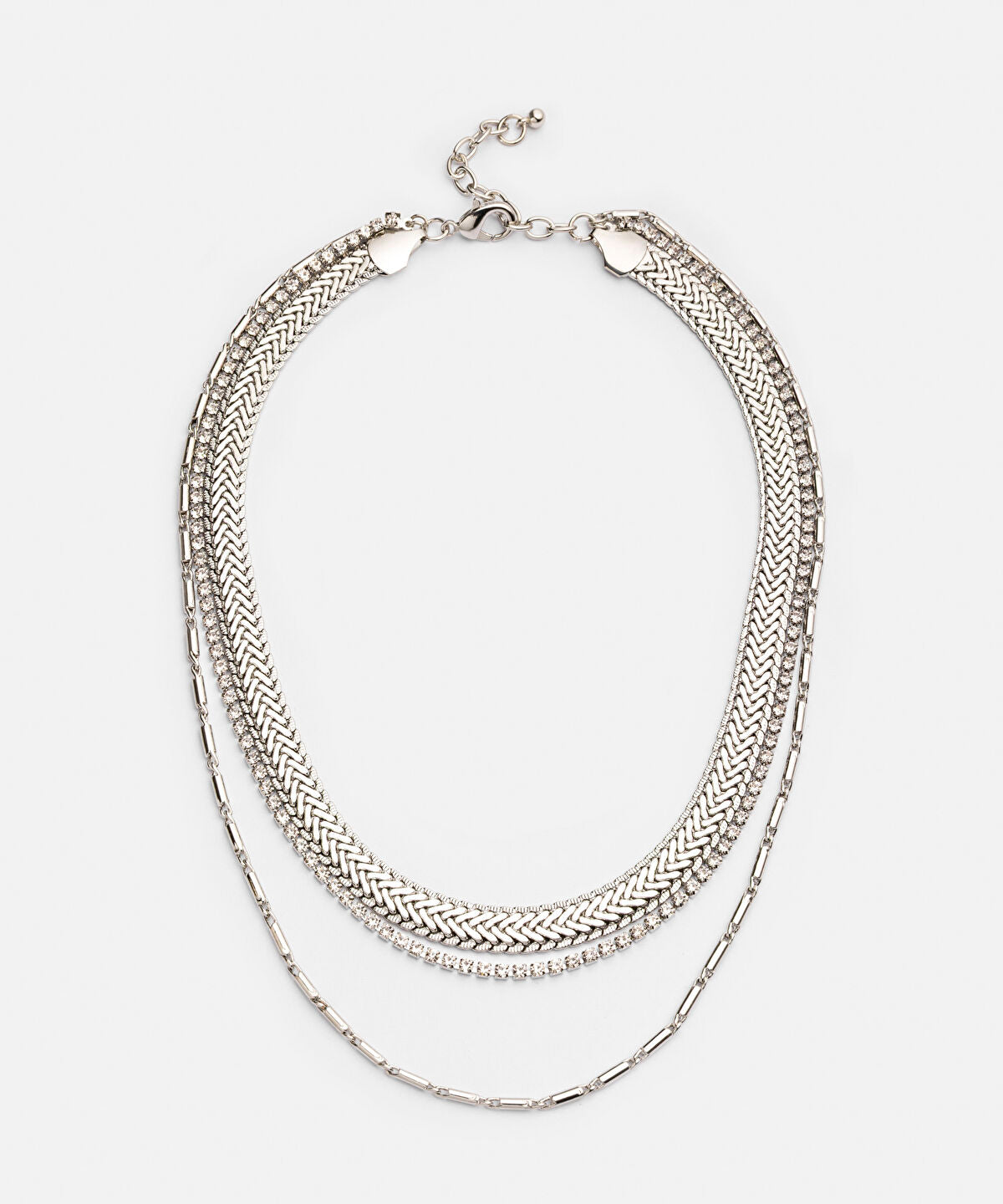 Zoomed Rhinestone Metal Necklace Set