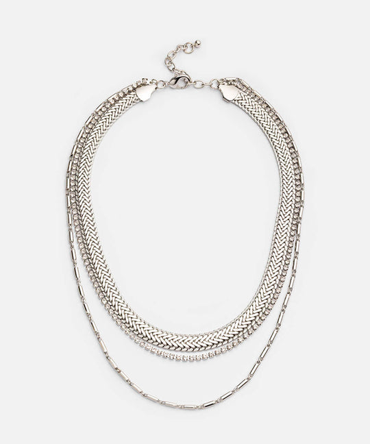 Rhinestone Metal Necklace Set