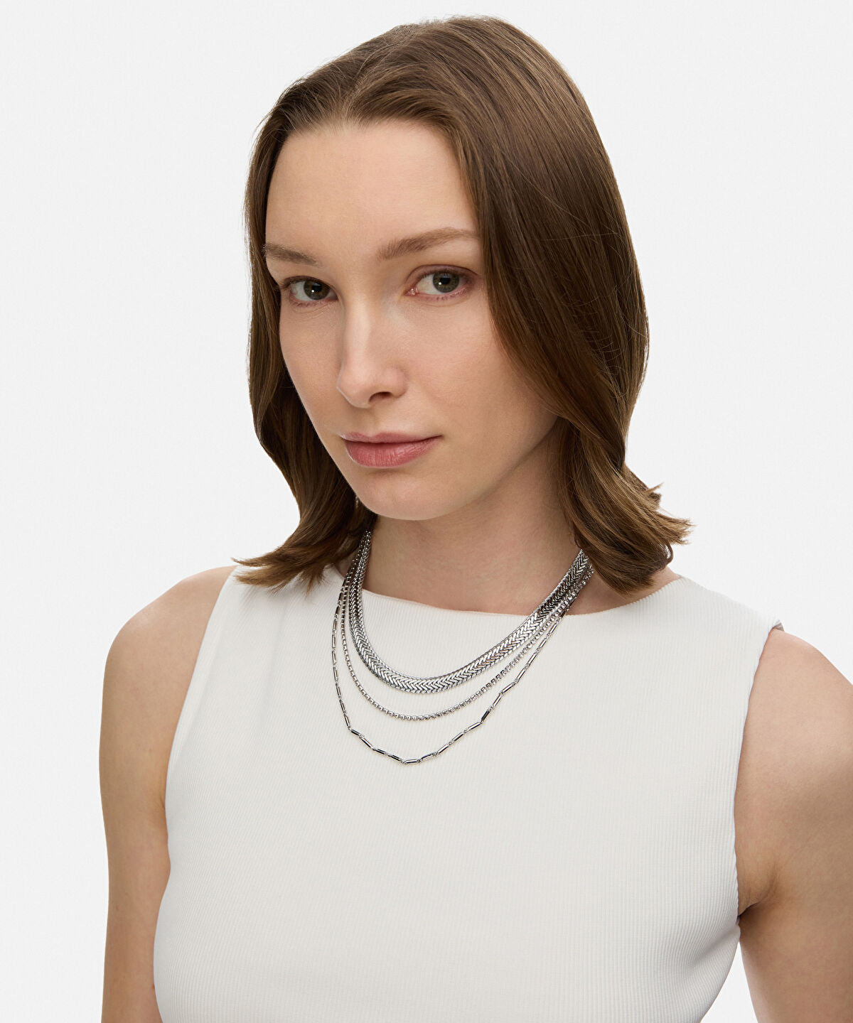 Zoomed Rhinestone Metal Necklace Set
