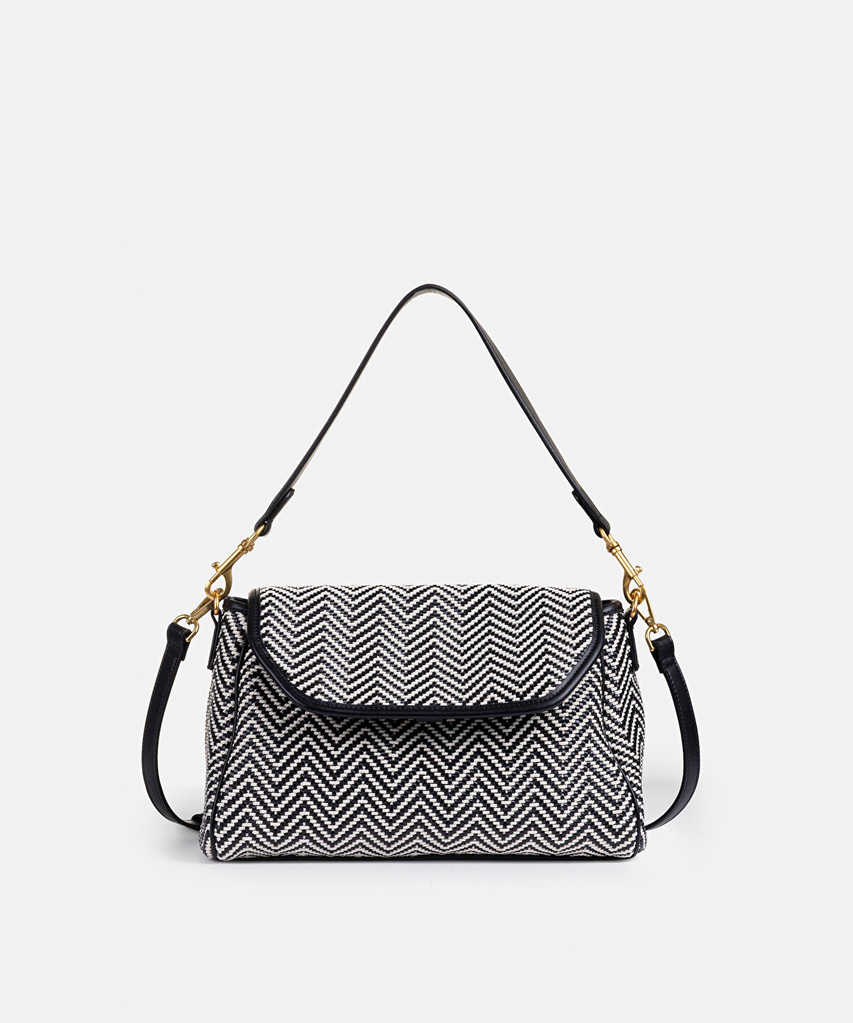 Zoomed Woven Flap Shoulder Bag