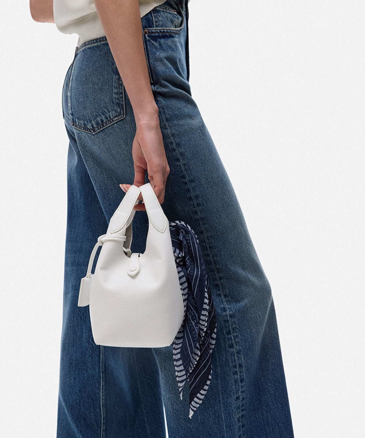 Zoomed Scarf Accent Faux Leather Bag