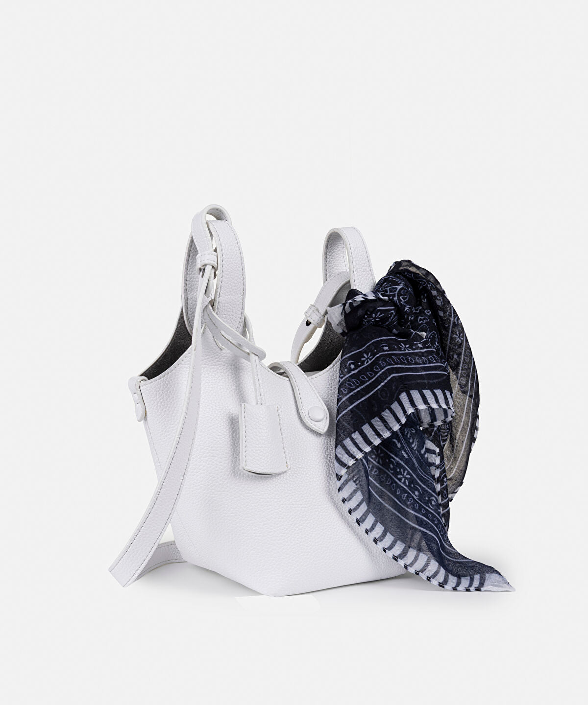 Scarf Accent Faux Leather Bag