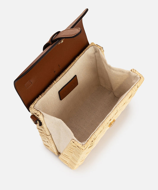 Contrast Flap Rattan Bag