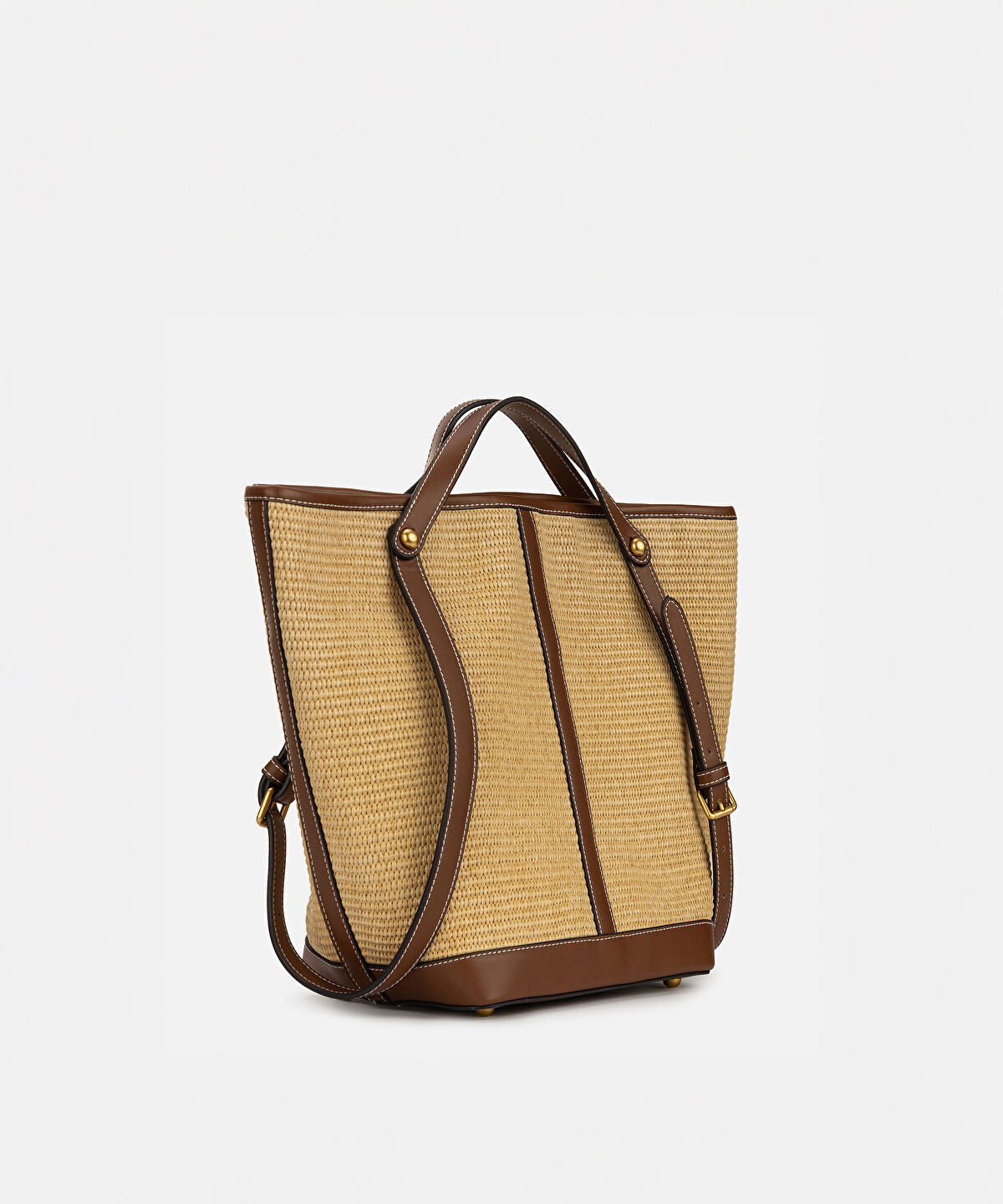 Zoomed Straw Effect Double Strap Bag