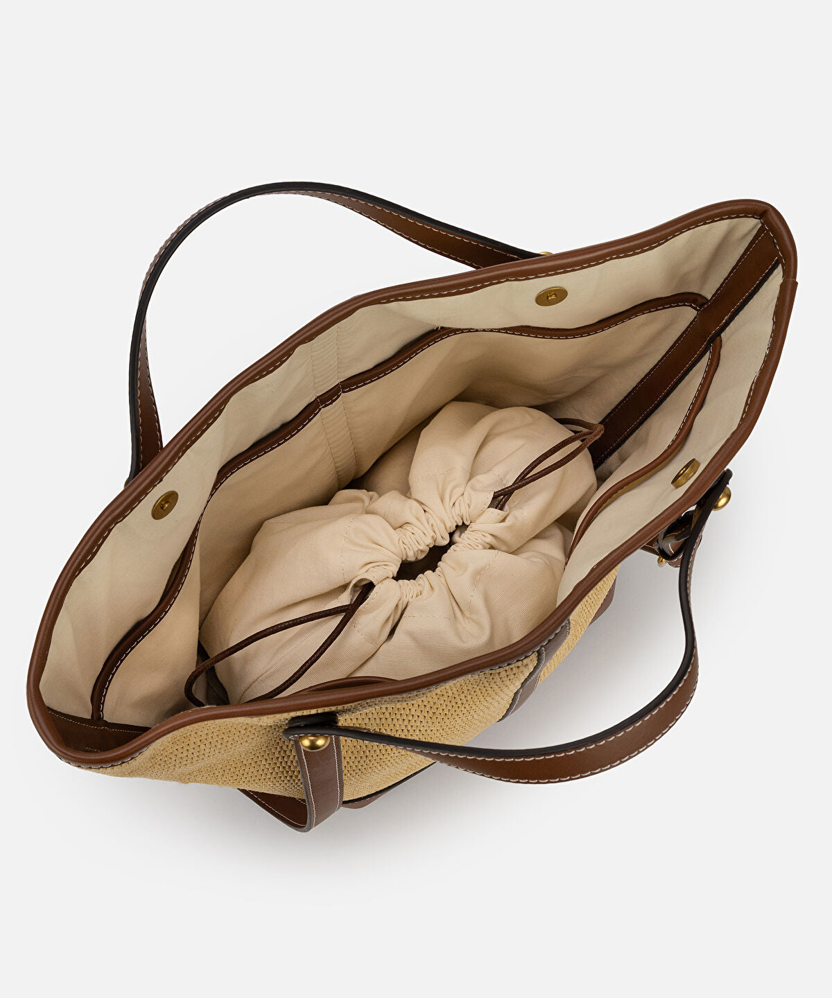 Zoomed Straw Effect Double Strap Bag