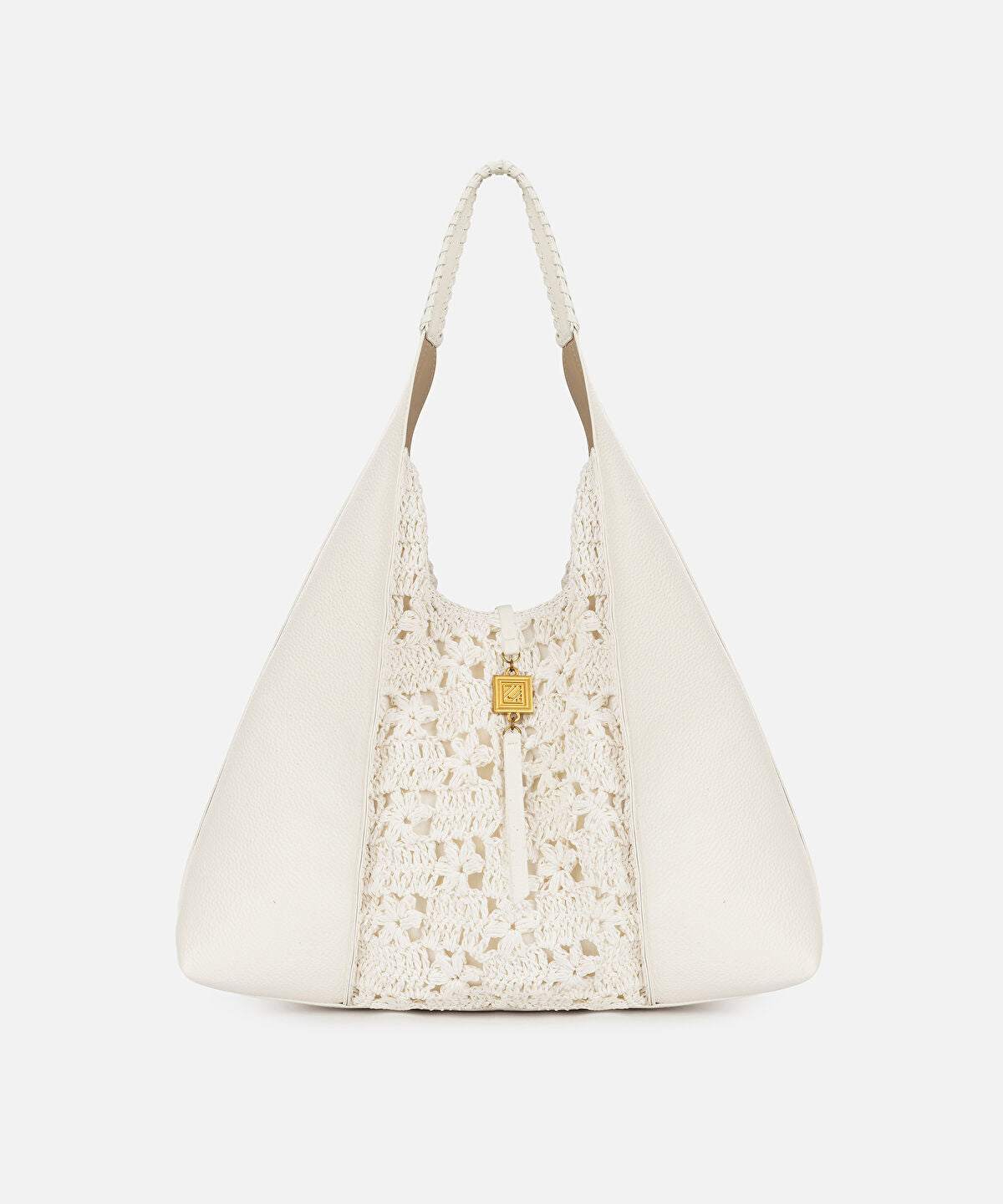 Crochet Panel Leather Effect Bag