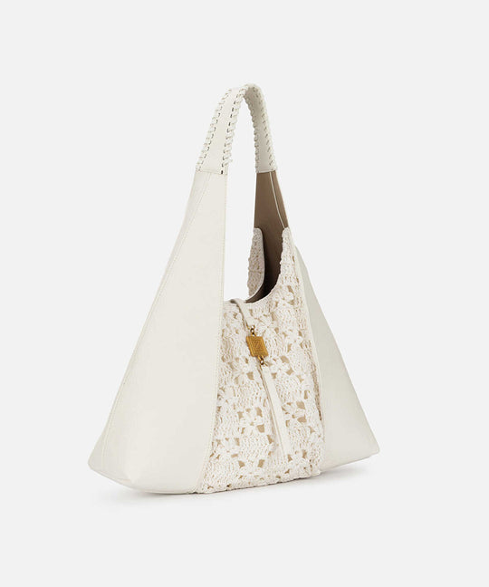 Crochet Panel Leather Effect Bag