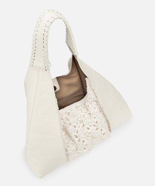 Crochet Panel Leather Effect Bag