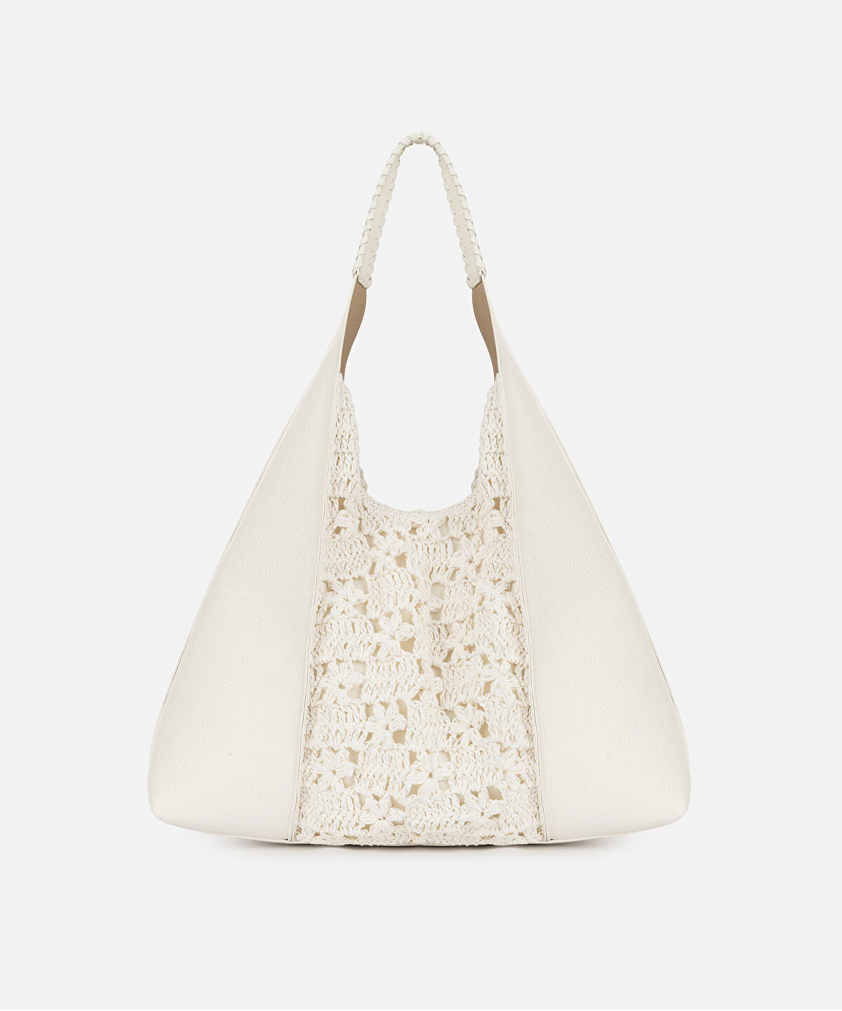 Zoomed Crochet Panel Leather Effect Bag