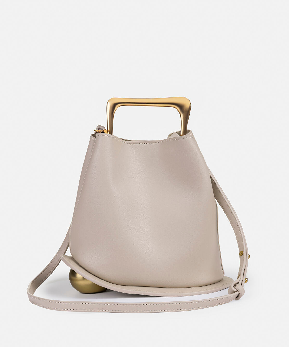 Zoomed Leather-Effect Top Handle Bag