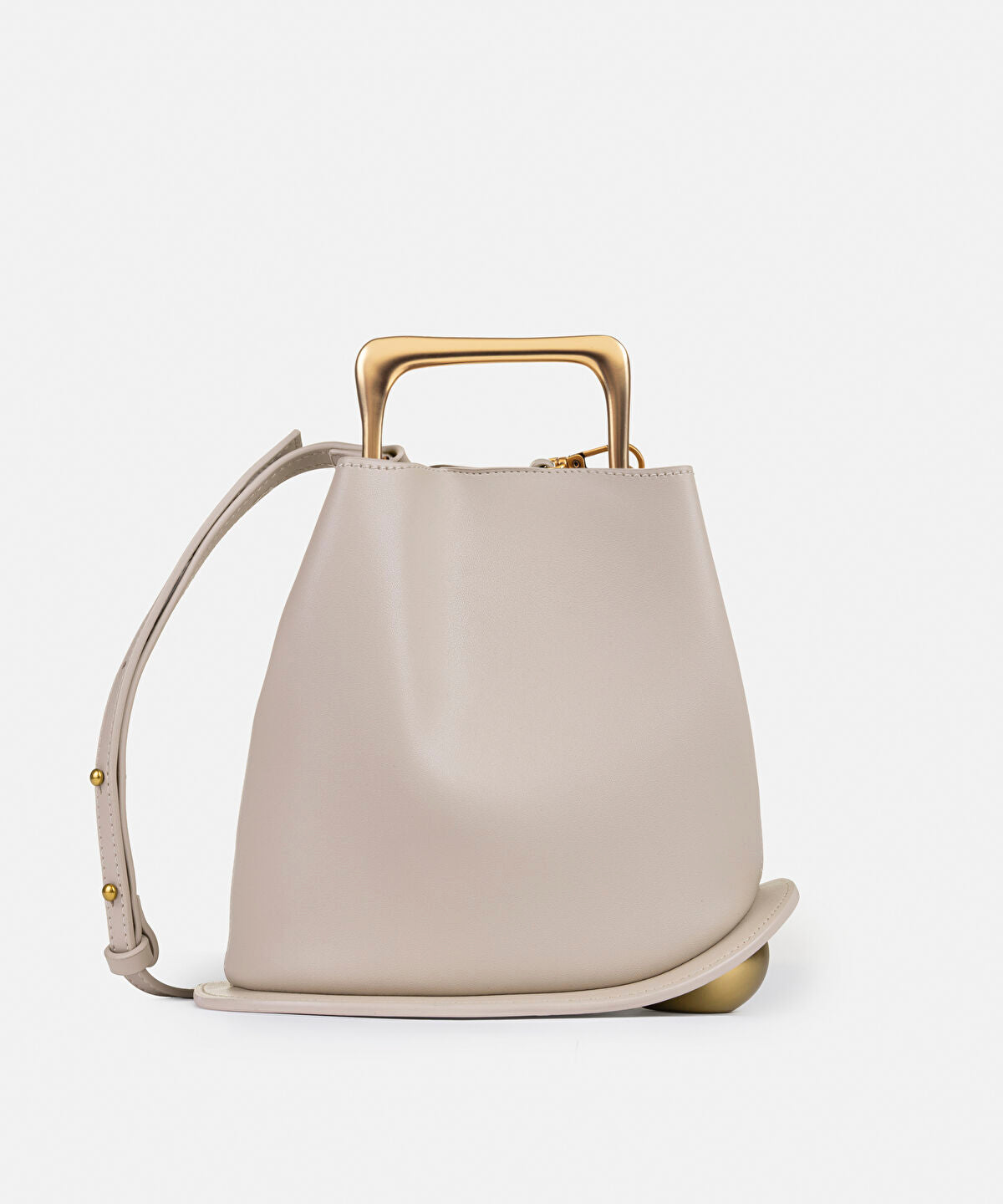 Zoomed Leather-Effect Top Handle Bag