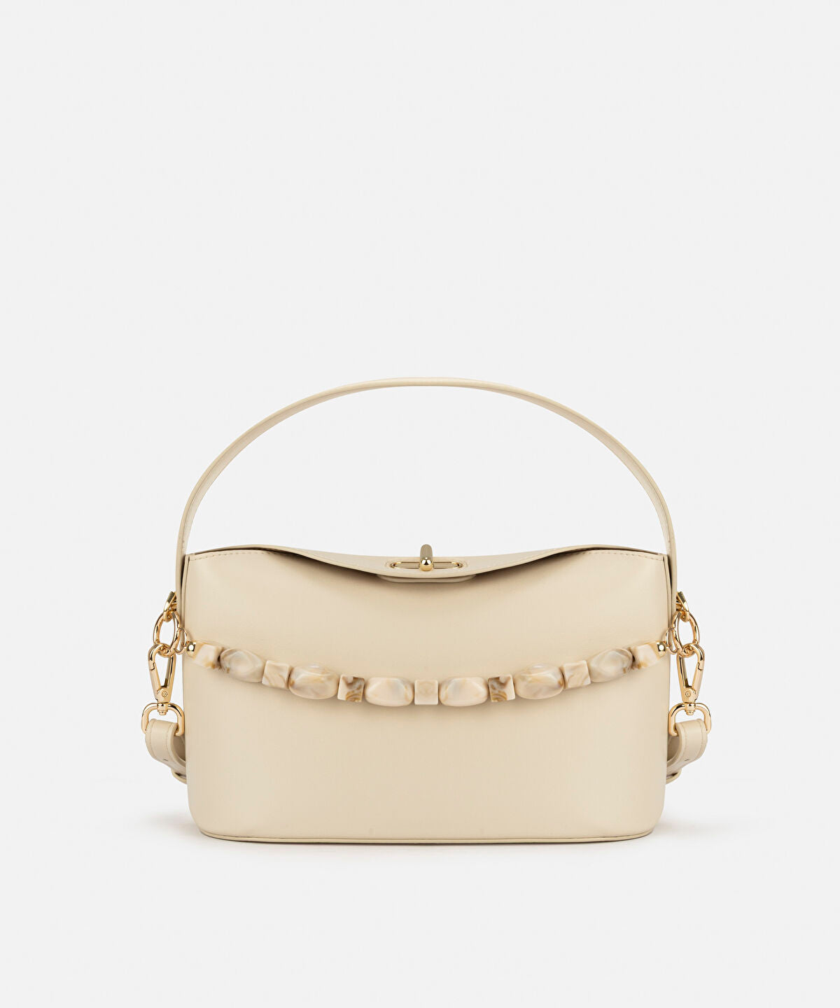 Zoomed Beaded Strap Leather Effect Bag