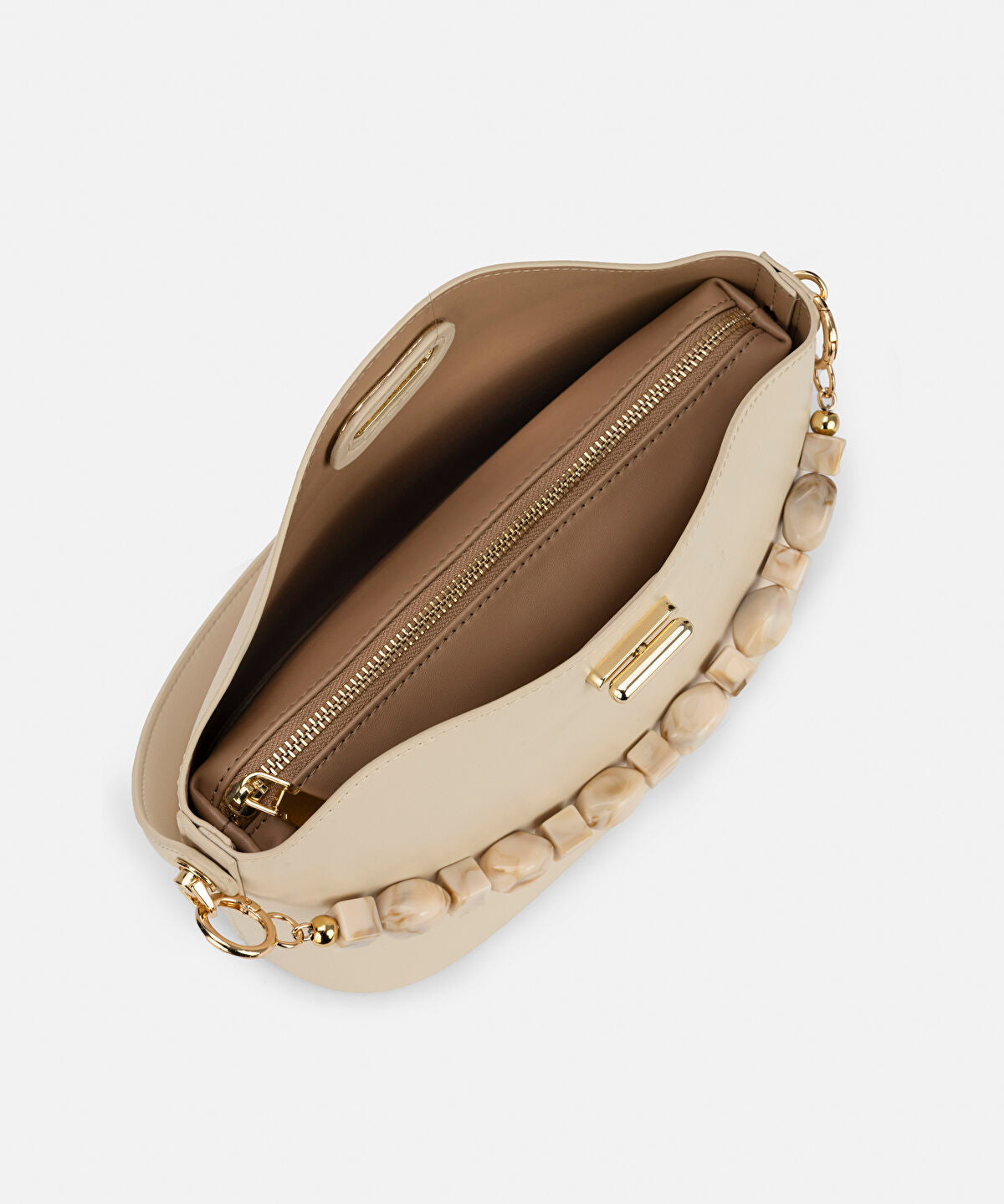 Beaded Strap Leather Effect Bag