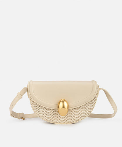 Metal Buckle Contrast Texture Bag